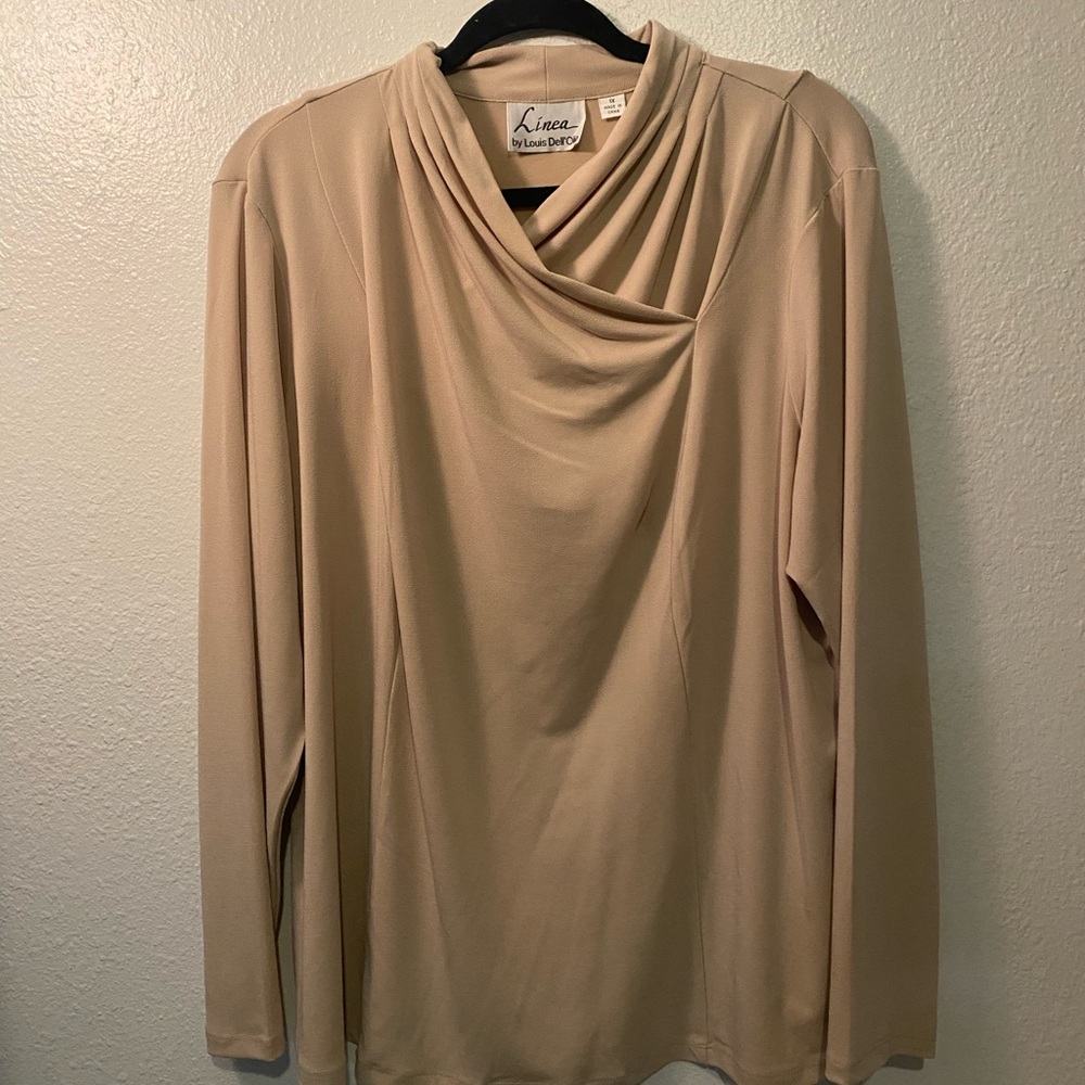 Linea‎ by Louis Dell'Olio Beige Draped Top Size 1x